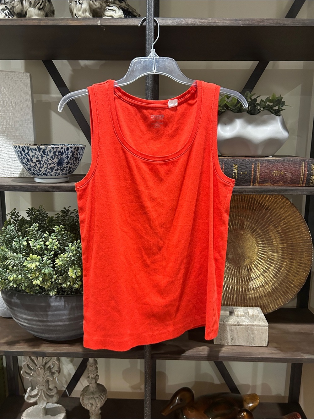 Chico's Bright Orange -  Red Scoop Neck Tank Top